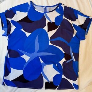 SHEIN Blue Boxy Graphic Sleeveless Blouse - Size M - 6 NEW IN PACKAGE